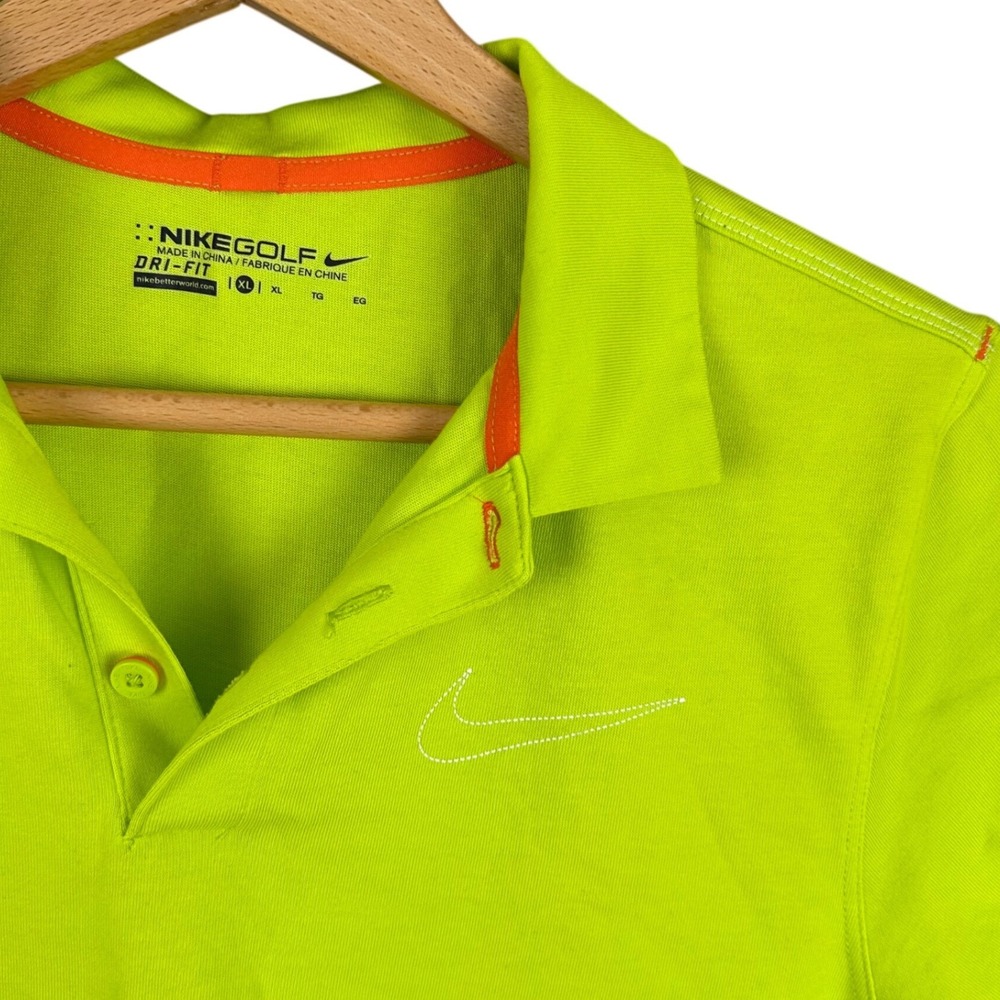 Nike Golf Dri-FIT Polo Shirt Mens XL Lime Green Neon Yellow Short Sleeve Swoosh